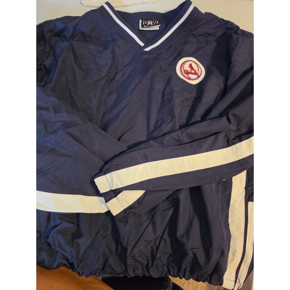 BAW Athletic Wear St Louis Cardinals Windbreaker Pullover Navy Blue Mens Medium